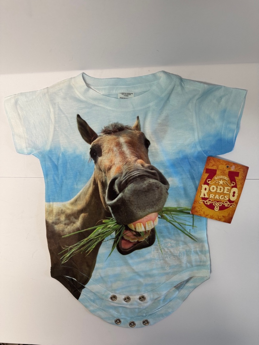 Genuine Rodeo Rags Blue Donkey Graphic Bodysuit Size 12 Month